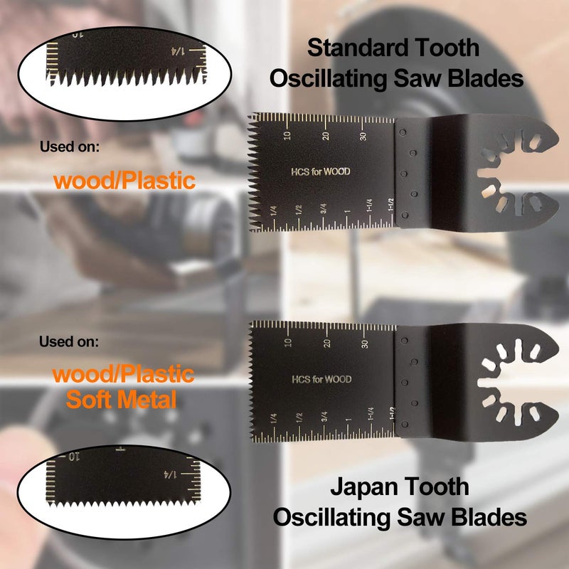 TuhooMall Mixed Wood Oscillating Tool Blades Multitool Saw Blade Set, Quick Release Saw Blades Fit for Fein Multimaster, Porter Rockwell Cable,Black & Decker,Ridgid Ryobi, Dewalt, Chicago (6 PCS) - Image 3